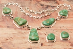 Day 1 Deal -  Genuine Emerald Valley Turquoise Jewelry Sterling Silver Necklace and Earrings